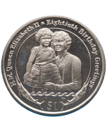 Ilhas Virgens Britânicas 1 Dólar 2006 - 80º Aniversário - Nascimento da Rainha Elizabeth II:  a Jovem Rainha Elizabeth II e sua mãe