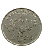 Argentina 2 Pesos 2007 - 25º Aniversário - Ocupação das Ilhas Malvinas