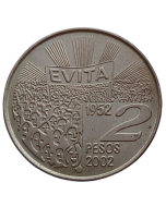 Argentina 2 Pesos 2002 - 50º aniversário - Morte de Evita Perón