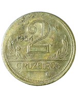 Brasil 2 Cruzeiros 1954 - disco com espessura irregular