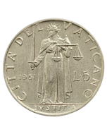 Cidade do Vaticano 5 Liras 1951 - Papa Pio XII