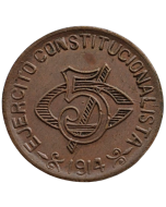 México  Revolucionário 5 centavos 1914 - Chihuahua 