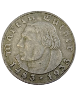 Alemanha - Terceiro Reich  2 Reichsmark 1933 A - Martin Luther (Prata)