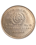 Nepal 10 Rúpias 1994 FC - 75º aniversário - Organização Internacional do Trabalho