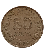 Malásia Peninsular e Borneu Britânico 50 Cents 1958