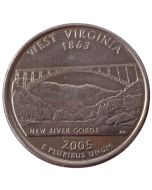 Estados Unidos ¼ dólar 2005 D ou P - West Virgínia State Quarter