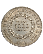 Brasil 1000 Réis 1860 - (Data Emendada) Prata
