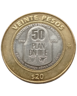 México 20 Pesos 2016 FC - 50 aniversário - Plano DN-III-E (Plano de Segurança e Defesa aos Desastres Naturais)