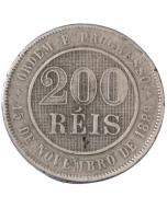 Brasil 200 Réis 1893 - Reverso Invertido