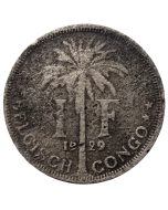 Congo Belga 1 franco 1929 - Legenda em Holandês - 'ALBERT KONING DER BELGEN'