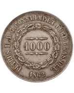 Brasil 1000 Réis 1862 - Prata