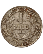Brasil  2000 Réis 1924 - Mocinha (Prata)