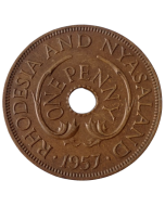 Rodésia e Niassalândia 1 penny 1957
