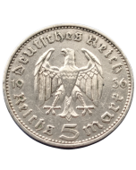 Alemanha - Terceiro Reich 5 reichsmark 1936 J - Prata -  "Item não promove ou glorifica a violência.."