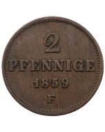 Saxônia 2 Pfennig 1859 