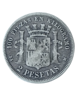 Espanha 2 pesetas 1870 - Governo provisório (Prata)