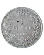 Reino da Sérvia 1 dinar 1904 - Prata