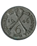 Rodésia do Sul 6 Pence 1946 - Prata