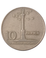 Polónia 10 zlotych 1965 - 700º aniversário - Varsóvia, Coluna de Sigismundo