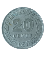 Malásia Peninsular 20 cêntimos 1950