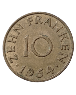 Protetorado do Sarre 10 Francos 1954 - Saarland