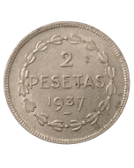 Espanha 2 pesetas 1937 -  Guerra Civil