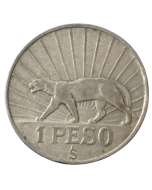 Uruguai 1 Peso 1942 - Puma (Prata)