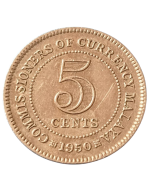 Comissionamento da Malásia 5 cents 1950