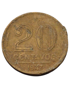 Brasil 20 Centavos 1947 - (7 perna curta)