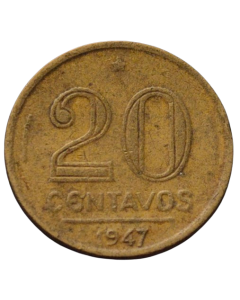 Brasil 20 Centavos 1947 - (7 alongado)