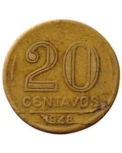 Brasil 20 Centavos 1948 - Vargas (com delaminações)