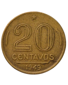 Brasil 20 Centavos 1949 - Cunho Rachado