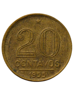 Brasil 20 Centavos 1955 - Batida Dupla