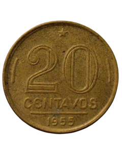 Brasil 20 Centavos 1955 - Batida Dupla