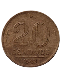 Brasil 20 Centavos 1943 - Níquel Rosa