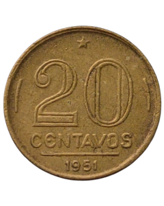 Brasil 20 Centavos 1951 - Batida Dupla