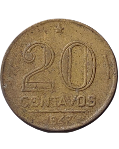 Brasil 20 Centavos 1947 - (7 perna curta)