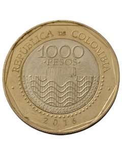 Colômbia 1000 Pesos 2016 - Tartaruga Cabeçuda