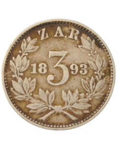 República Sul-Africana 3 Pence 1893 - Prata