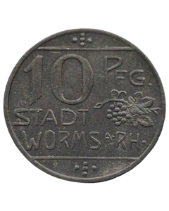 Cidade de Worms 10 Pfennig 1918