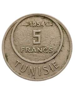 Tunísia 5 Francos 1954 - Protetorado Francês