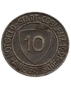 Cidade de Coblenz 10 Pfennig 1921 - Görres