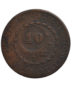 Brasil 80 Réis 1830 R - 21 Tulipas (Com carimbo 40 Rés/Obliquo inclinado a esquerda)