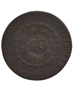 Brasil 80 Réis 1828 R - 21 Tulipas (Com carimbo 40 Rés/Obliquo, coroa sem forro/inclinado a direita)