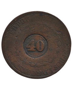 Brasil 80 Réis 1830 R - 21 Tulipas (Com carimbo 40 Rés/Florões Obliquos)