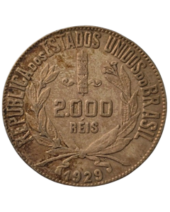 Brasil 2000 Réis 1929 - Mocinha (Prata)