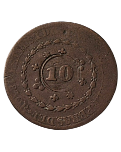 Brasil 20 Réis 1830 R  (Com carimbo 10 Réis/24 Tulipas)