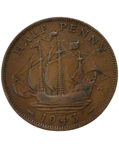 Reino Unido ½ Penny 1943