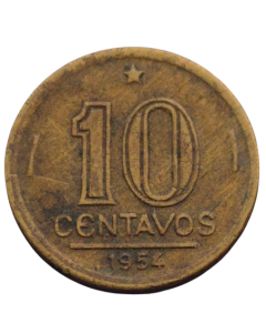 Brasil 10 Centavos 1954 - Rev Inclinado