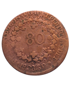 Brasil 80 Réis 1828 R - Marca regional "SP" - São Paulo